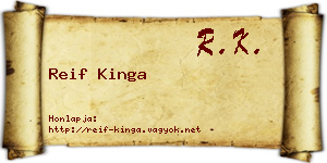 Reif Kinga névjegykártya